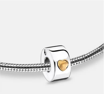 Bead: Glowing Heart - Rhodium Plated Gold Vermeil Two Tone