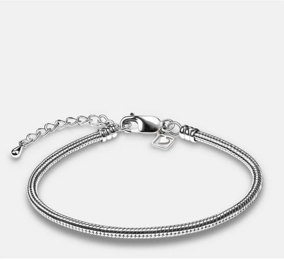 Bracelet: 9" Snake (Sterling Silver .925) - Rhodium Plated