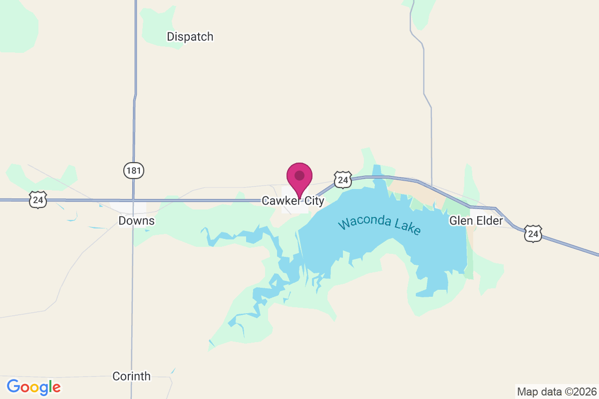 Cawker City map