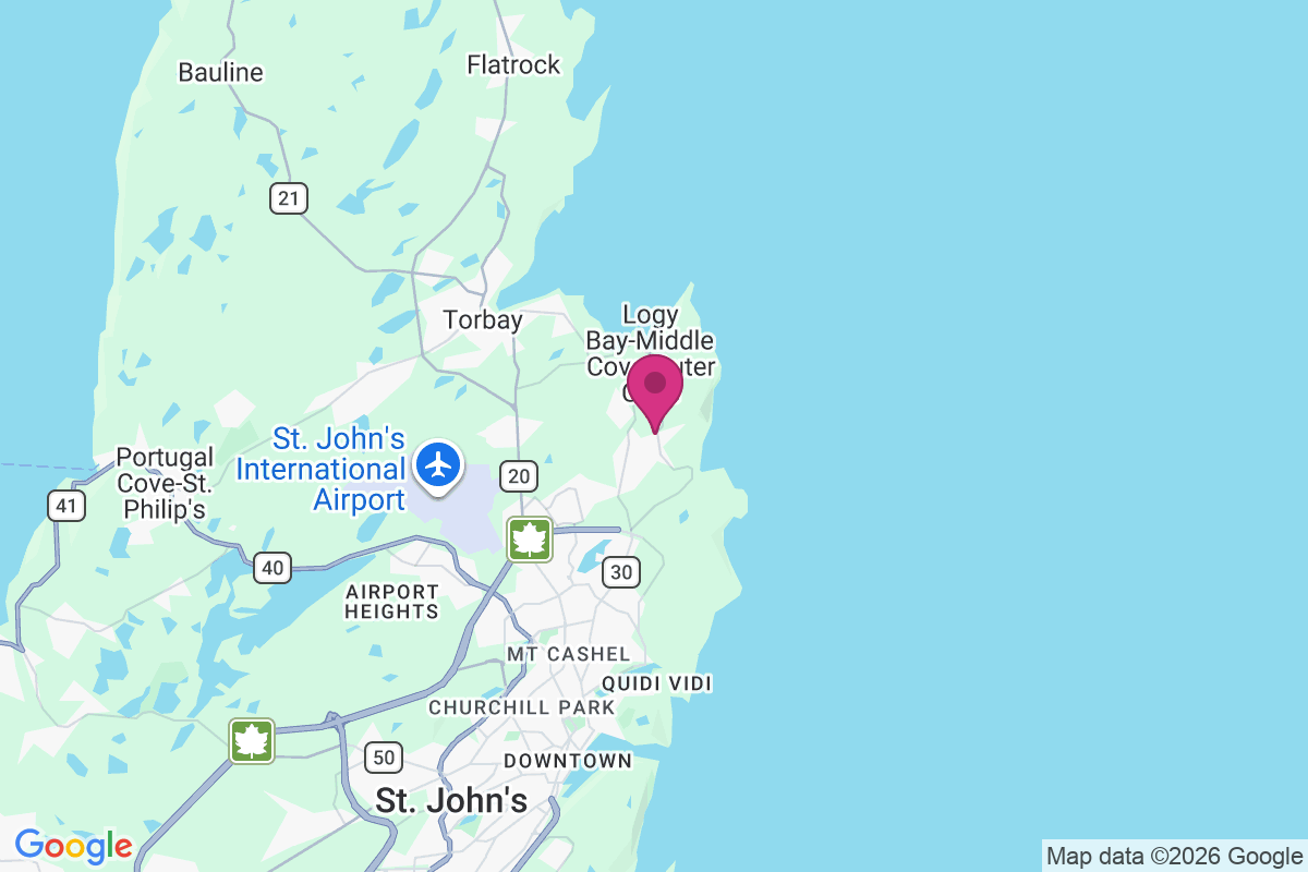Logy Bay-Middle Cove-Outer Cove map