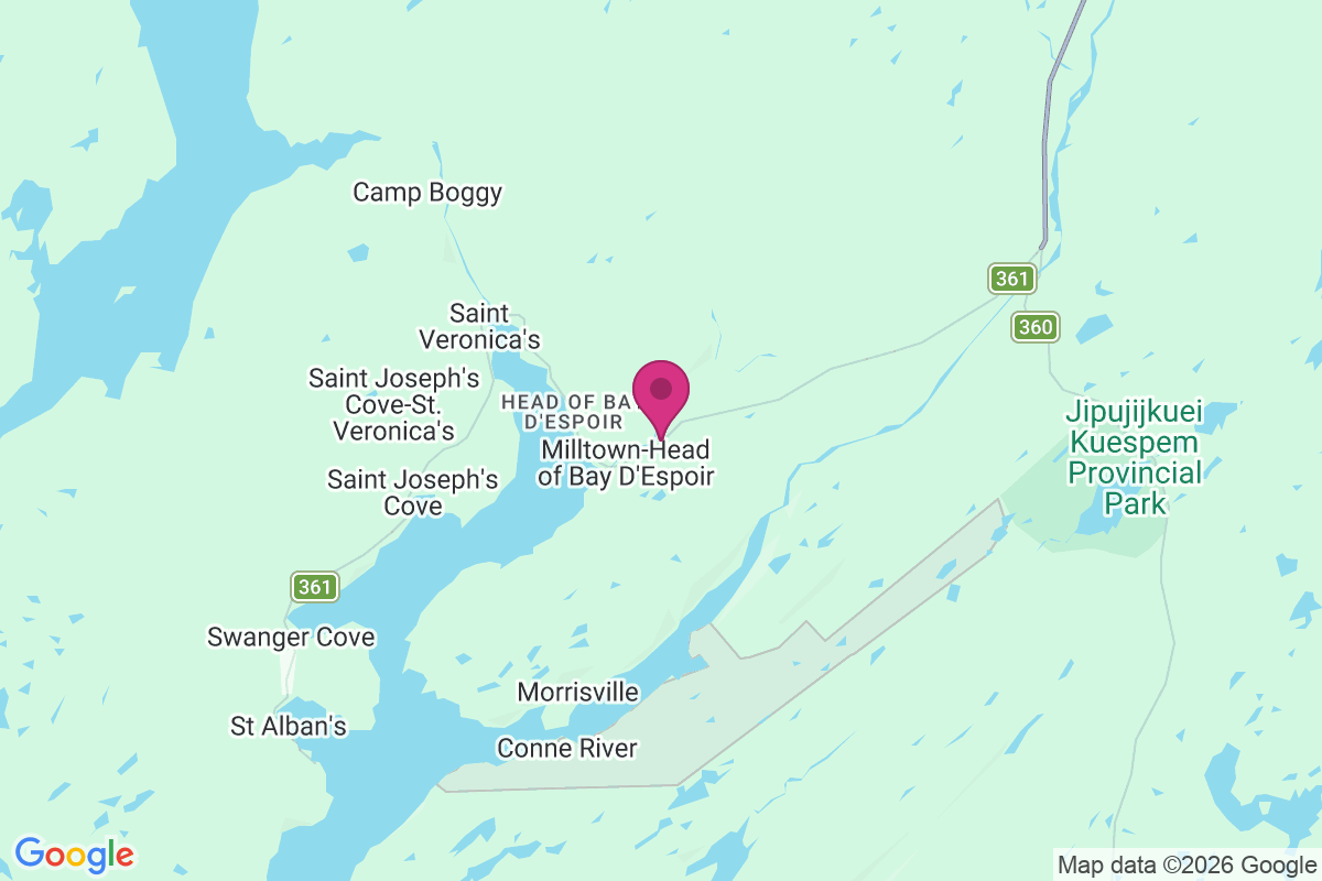 Milltown-Head Of Bay D'Espoir map