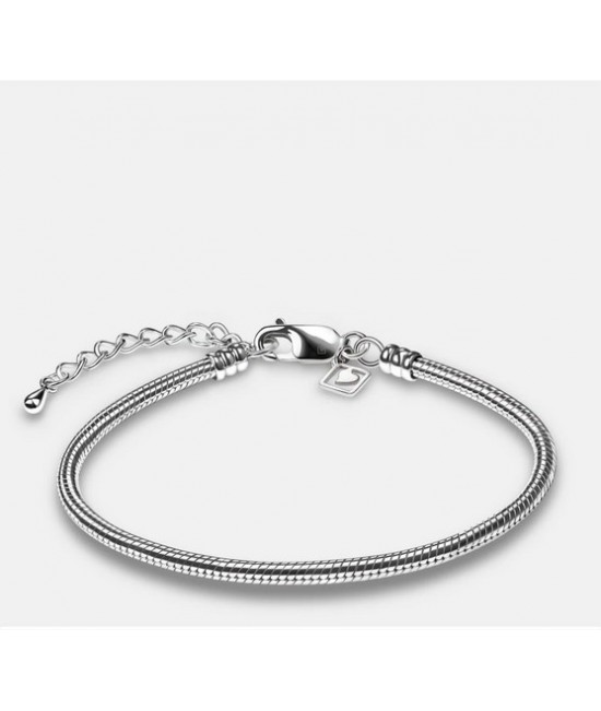 Bracelet: 9" Snake (Sterling Silver .925) - Rhodium Plated